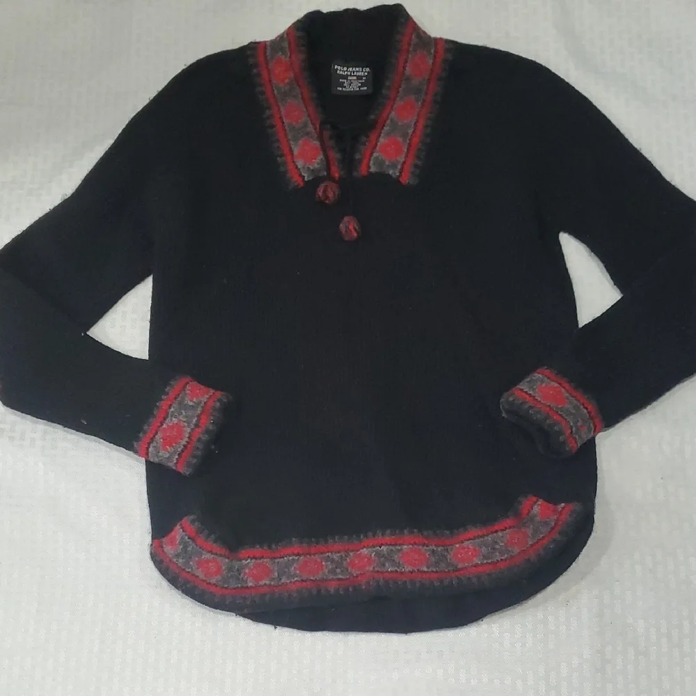 Vtg Polo  Ralph Lauren Black Wool Sweater - Picture 14 of 14